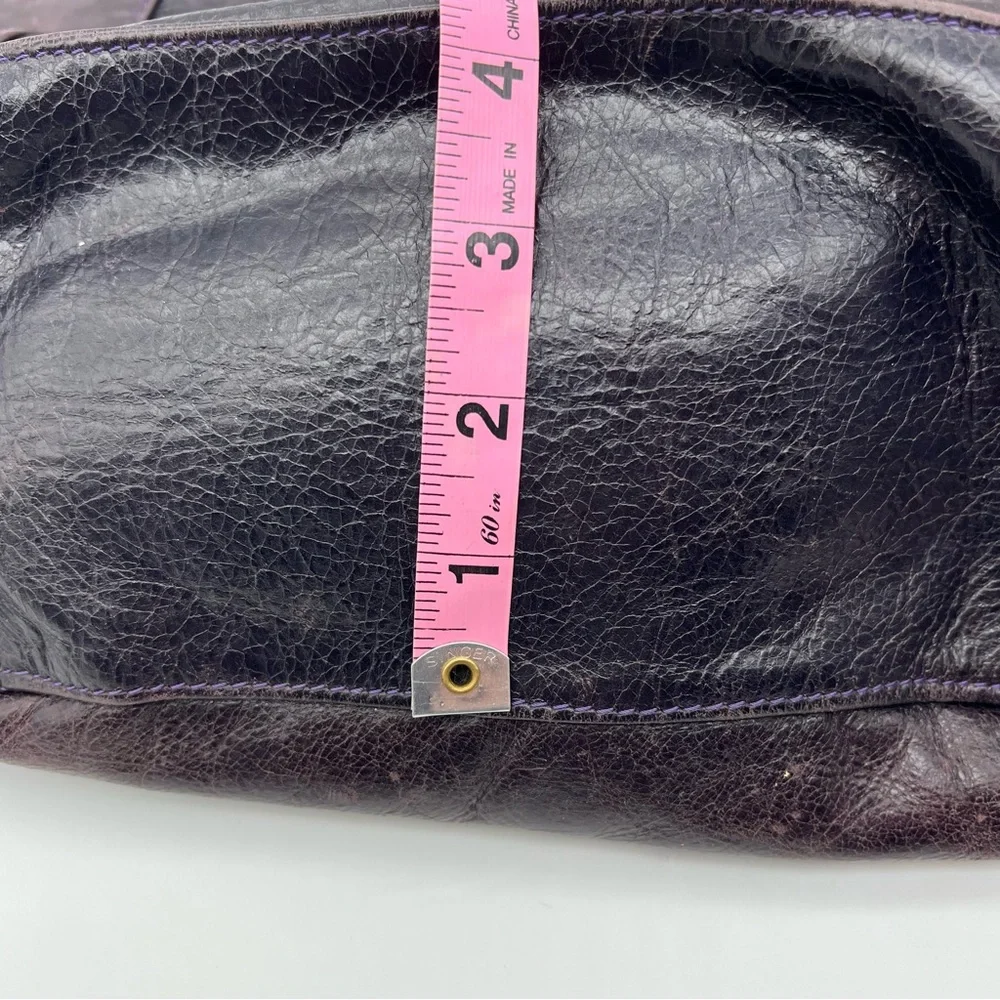 Cristina Leizzarrague Genuine Leather Argentine Hobo Bag in Dark Purple/Brown